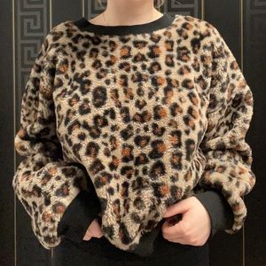 Cheetah Print Fleece Sweater